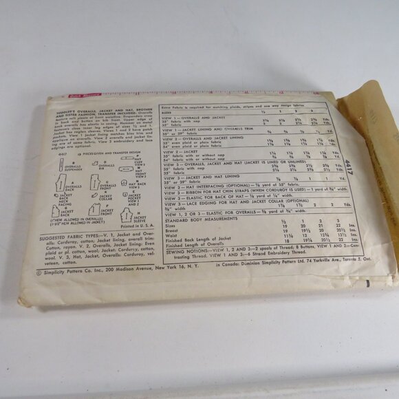 Simplicity Clothing Pattern 4417 (complete) Toddler Clothes size 1 - Picture 5 of 7